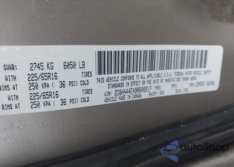2009 Dodge Grand Caravan Se z USA, uszkodzony, nr VIN 2D8HN44E49R608917